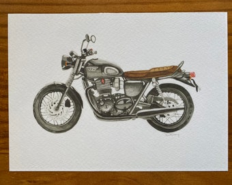 Triumph Bonneville T120 Motorcycle Watercolor Print