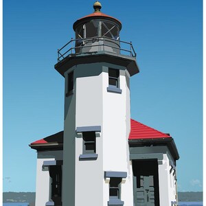 Phare de la pointe Robinson - Impression d'art nautique de l'île Vashon