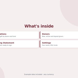 Donation Tracker Spreadsheet, Nonprofit Donor Database, Year End Giving Statement, Tithe Tracker, Google Sheets & Excel Template image 4