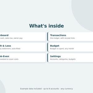 Small Business Bookkeeping Spreadsheet, Profit and Loss, Budget, Income Expense Tracker, Cash Flow, Google Sheets & Excel Template image 7