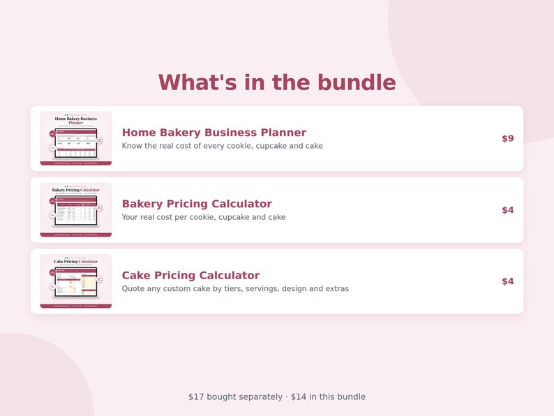 Home Bakery Business Bundle, 3 Spreadsheets, Bakery Pricing Calculator, Recipe Cost, Cake Order Tracker, Google Sheets & Excel image 2
