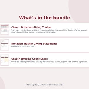 Church Donation & Giving Bundle, 3 Spreadsheets, Tithe and Offering Tracker, Giving Statements, Offering Count, Google Sheets and Excel image 2