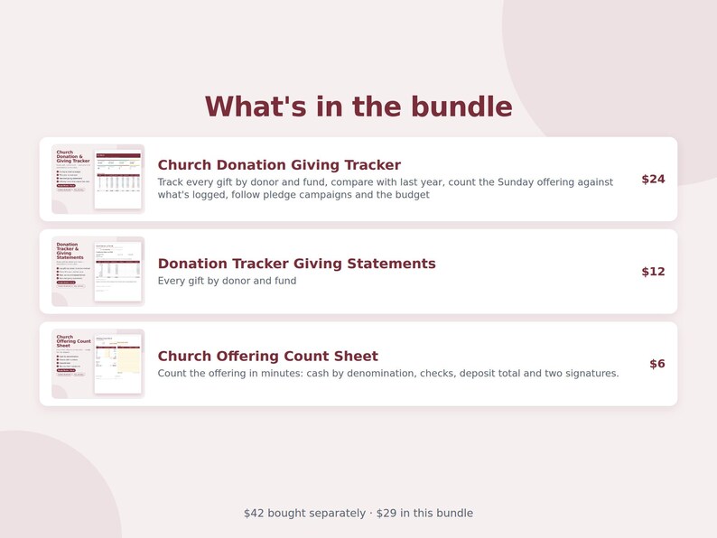 Church Donation & Giving Bundle, 3 Spreadsheets, Tithe and Offering Tracker, Giving Statements, Offering Count, Google Sheets and Excel image 2