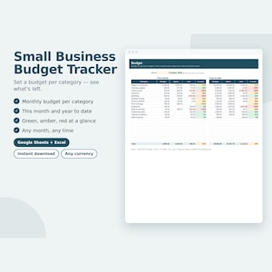 Small Business Budget Tracker Spreadsheet, Monthly Budget vs Actual, Business Expense Tracker, Google Sheets & Excel Template image 1