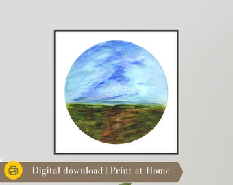 PRINTABLE Silent Beauty 12x12 Landscape circle with poetic text from "The days to come" by Medora C. Addison, Digital download art