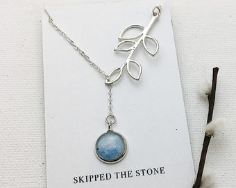 CHOOSE YOUR STYLE vine lariat or simplicity watercolor pendant necklace. Silver chain. Painted one of a kind for art lovers. Listing #dyo7