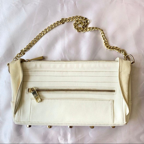 Vintage Rebecca Minkoff White Leather Clutch Bag