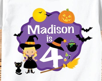 Birthday Girl Shirts, Halloween Birthday Shirt For Girls, Halloween Outfits, Witch Costumes, Witch Birthday Shirts, Girl's Birthday Shirts