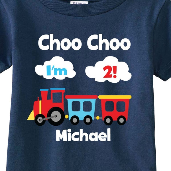 Choo Choo 2nd Birthday Shirts and Tshirts Navy Blue Tees