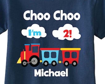 Choo Choo 2nd Birthday Shirts and Tshirts Navy Blue Tees