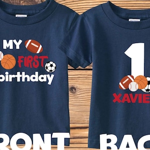 Sports Birthday Shirts Sports  1st Birthday Tshirts for any Age or Birthday on NAVY shirts