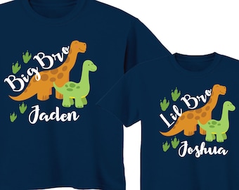 2 shirt set Big Brother Shirts and Matching Little Brother Dinosaur Shirts on NAVY Shirts