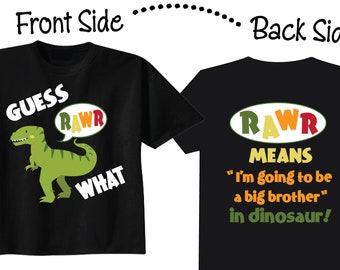 I'm Going to Be A Big Brother Shirts and Tshirts with Dinosaurs on Black Shirt