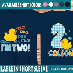 Rubber Ducky, Rubber Duck Birthday Shirts, 2nd Birthday Shirt, Duck Birthday Shirts, Personalized Kids Birthday Shirts, Boys Birthday Shirts