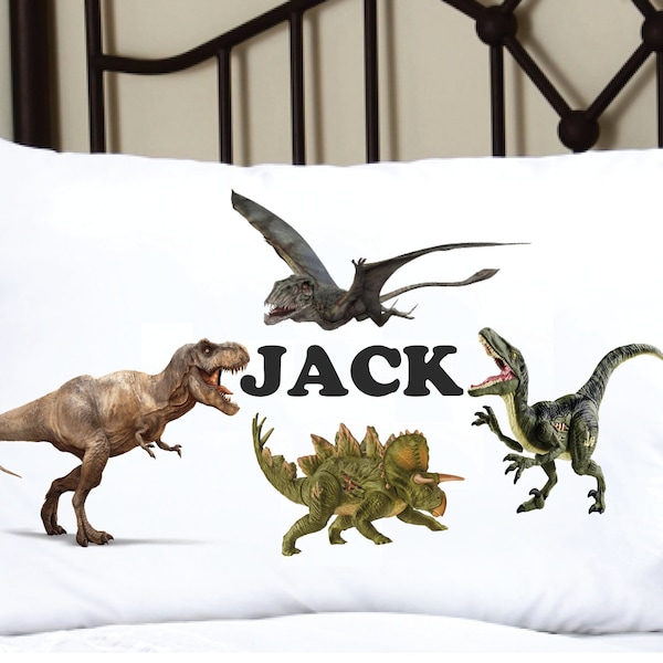 Personalized Pillowcase for Kids with Realistic Dinosaurs, Dinosaur Pillowcase, Kids Dinosaur Pillowcase, fun dino pillow case
