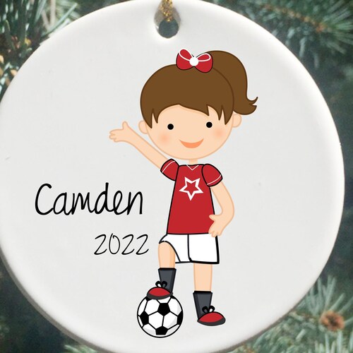 Personalized Soccer Ornament Girls Soccer Christmas Etsy
