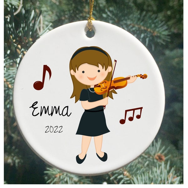 Personalized Christmas Ornament Violin Player, Girls Violinist Ornament, Kids Ornaments, Girls Ornaments, Childrens Ornaments