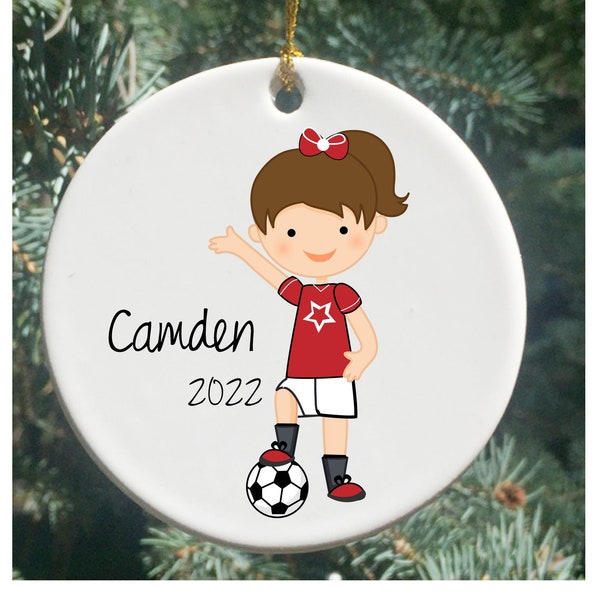 Personalized Christmas Ornament, Little Soccer Player Ornament, Girl Soccer Player Ornament, Kids Ornament, Girls Ornaments, Ornaments