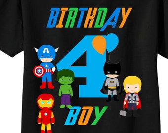 4th Birthday Shirts for Boys or any Age on BLACK Tees