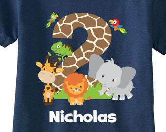 Safari Animals Birthday Shirt: Jungle Theme, Personalized Age