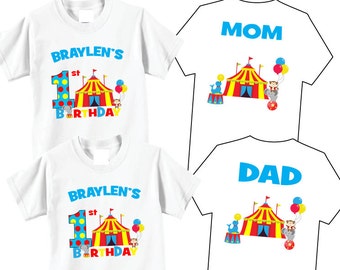 2 Circus Birthday Party Shirts: Mommy, Daddy, Birthday Boy Theme