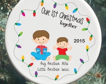 Personalized Christmas Ornament Our 1st Christmas Together -Big Brother and Little Brother, Brother Ornaments, Siblings Ornaments