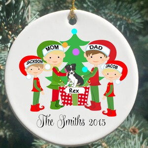 Personalized Family of 4 Christmas Ornament with Pets and children, Christmas Ornaments