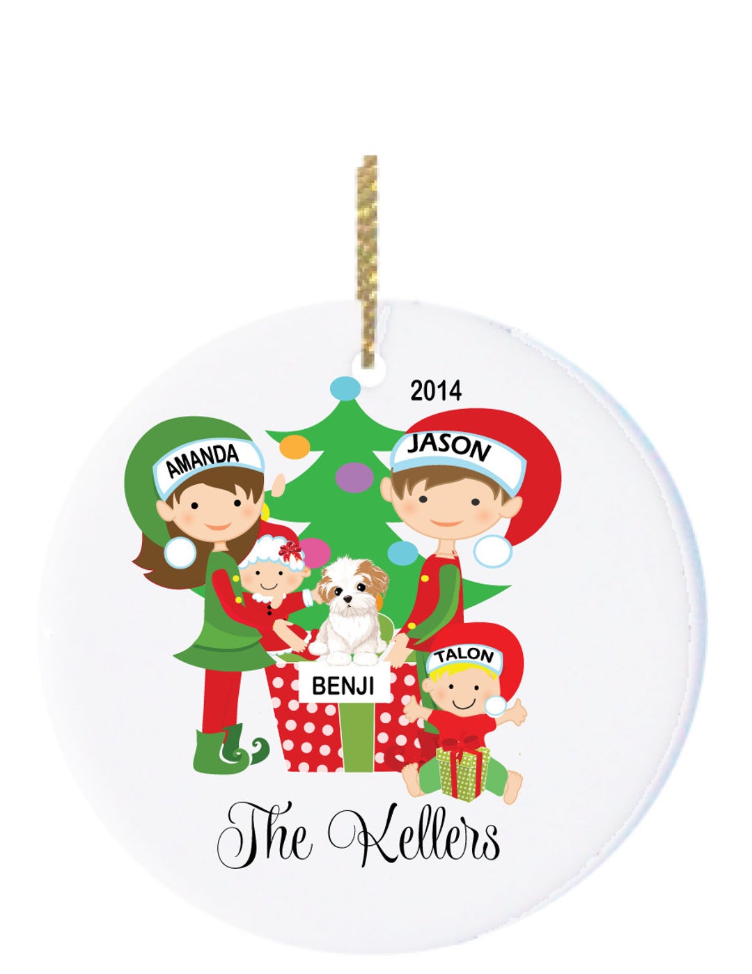 Personalized Family of 4 Christmas Ornament Elf Family Etsy