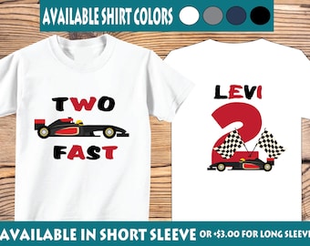 Two Fast Race Car Birthday Shirt: Personalized 2nd Birthday