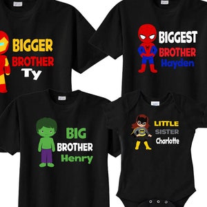 Personalized Superhero Sibling Shirt Set: Pregnancy Announcement