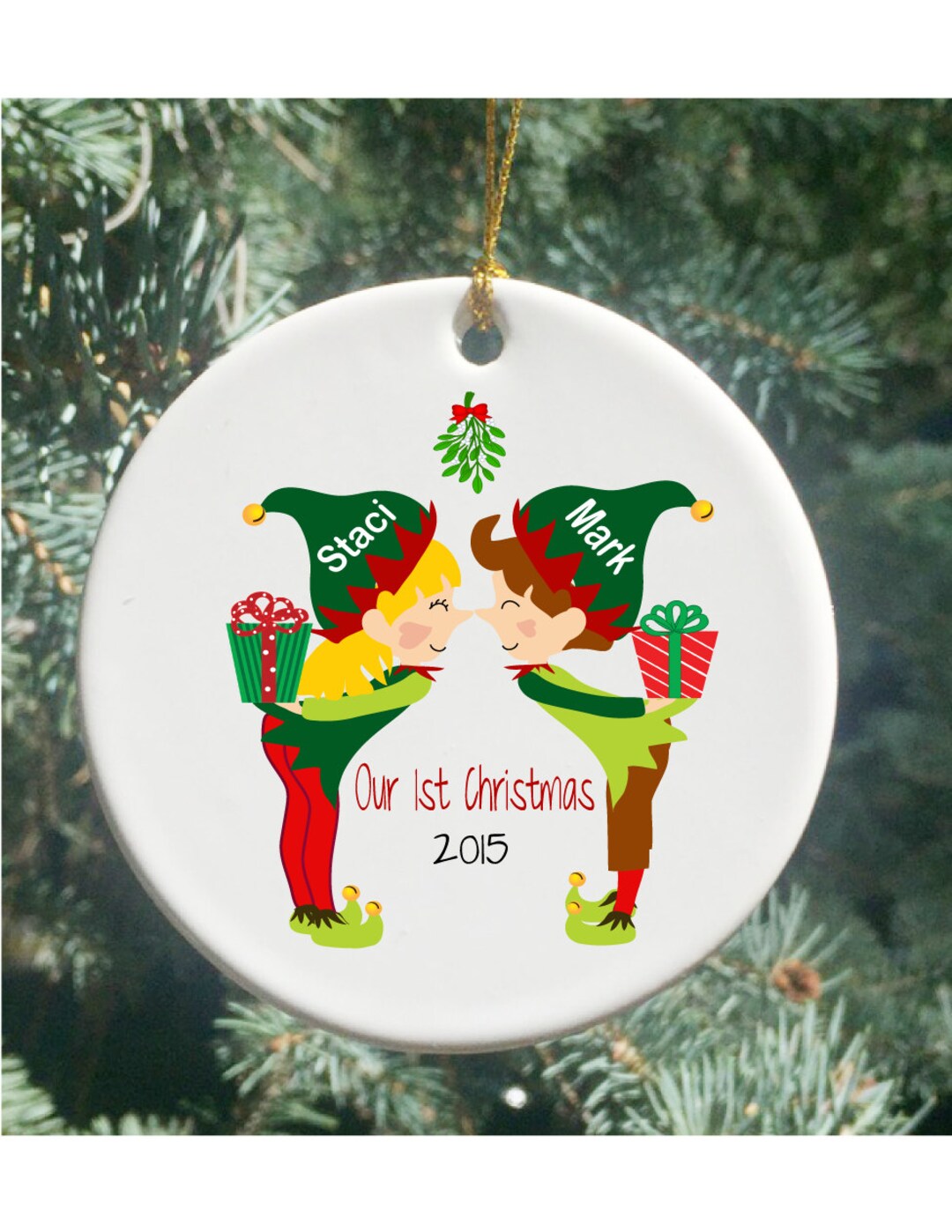 Personalized Christmas Ornament, Our 1st Christmas Together Elves, Our ...
