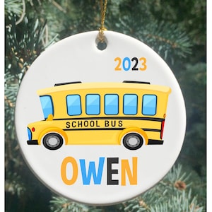 Personalized Christmas Ornaments School Bus, Kids Bus Ornament, Kids Ornaments, School Bus Kids Ornaments, Bus Ornament, Boys Ornament