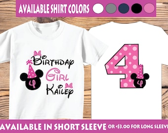 4th Birthday Girl Shirt: Pink Party Hat Tee