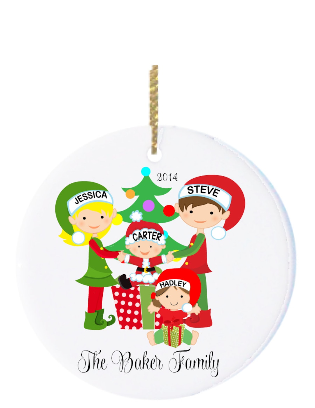 Personalized Family Christmas Ornament Elf Family of 4 Etsy