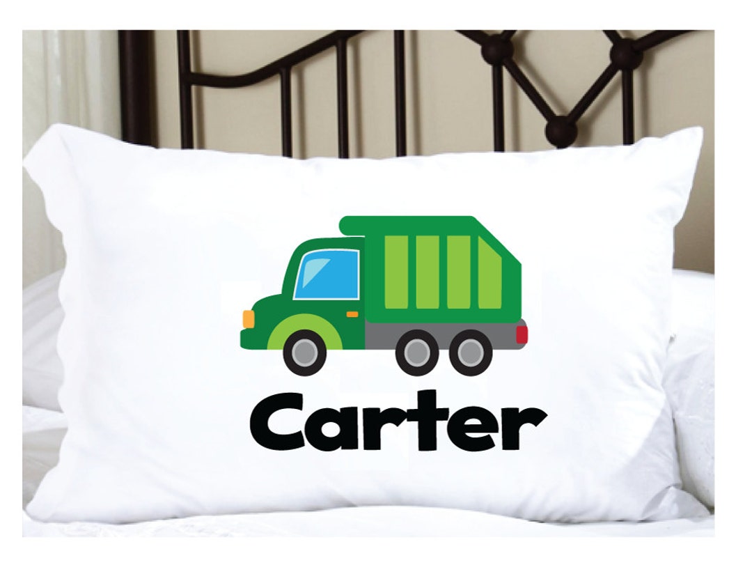 Personalized Pillowcase for Kids With Garbage Truck, Pillowcase With a