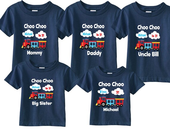 5 shirt set Choo Choo 2nd Family Birthday Shirts and Family Tshirts for Mom, Dad, Sibling, Grandparents and Birthday Child 5 shirt set Choo Choo 2nd Family Birthday Shirts and Family Tshirts for Mom, Dad, Sibling, Grandparents and Birthday Child