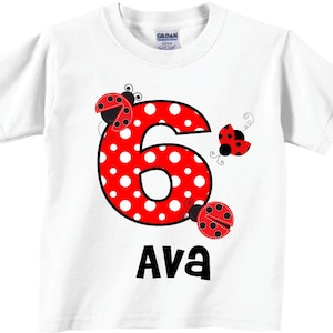 6th Birthday ladybug Shirts for Girls or for Any Age/Number or Birthday