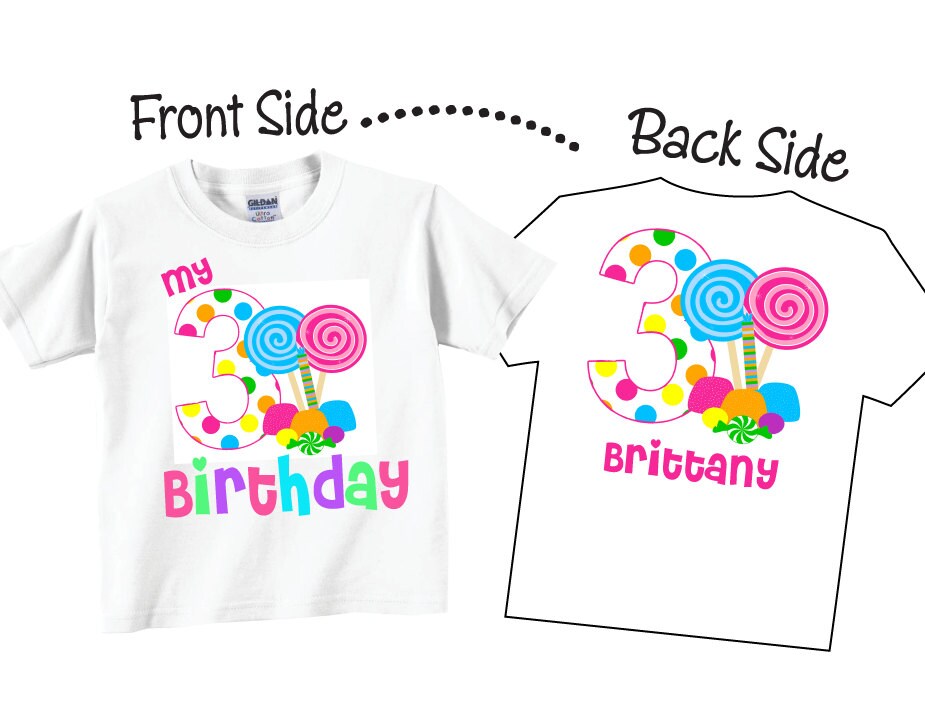 3rd Birthday Shirts and Tshirts with Candy Theme in Girl | Etsy