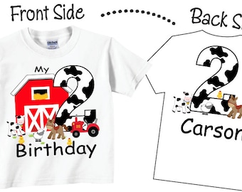 2nd Farm Birthday Shirts and Tshirts with Farmyard and Farm Animals Tees