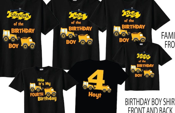 Set of to 10 Construction Birthday Family Shirts: Personalized