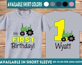 Personalized Tractor Birthday Shirt: Green Tractor, Custom Age