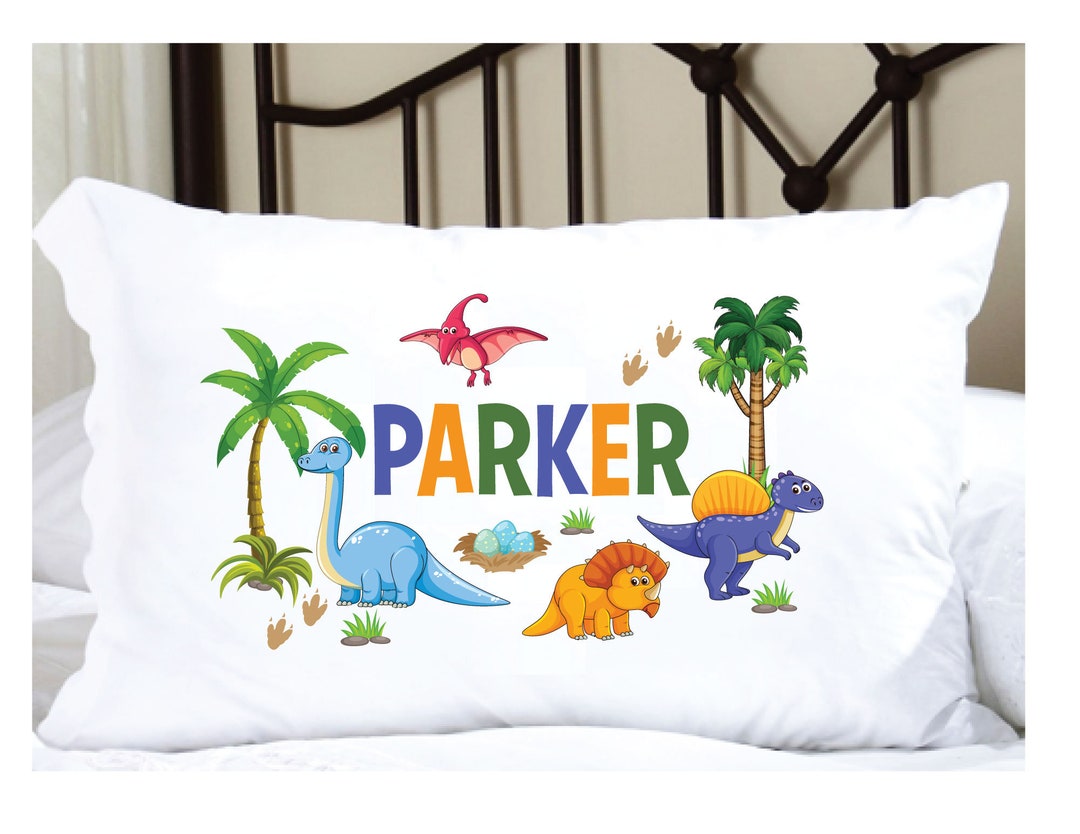 Personalized Pillowcase for Kids With Dinosaurs, Dinosaur Pillowcase