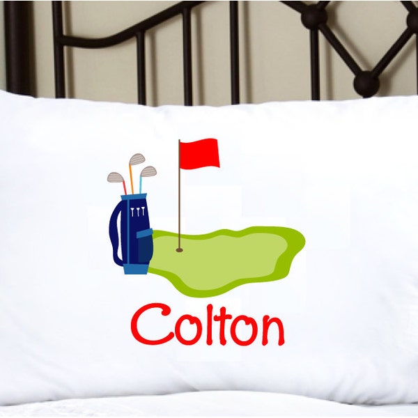 Personalized Pillowcase with Golf design, Personalized Pillowcase with Golf Theme, sporty pillow case with cute golf theme, swinging gift