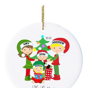 Personalized Family of 4 Christmas Ornaments, Christmas Tree