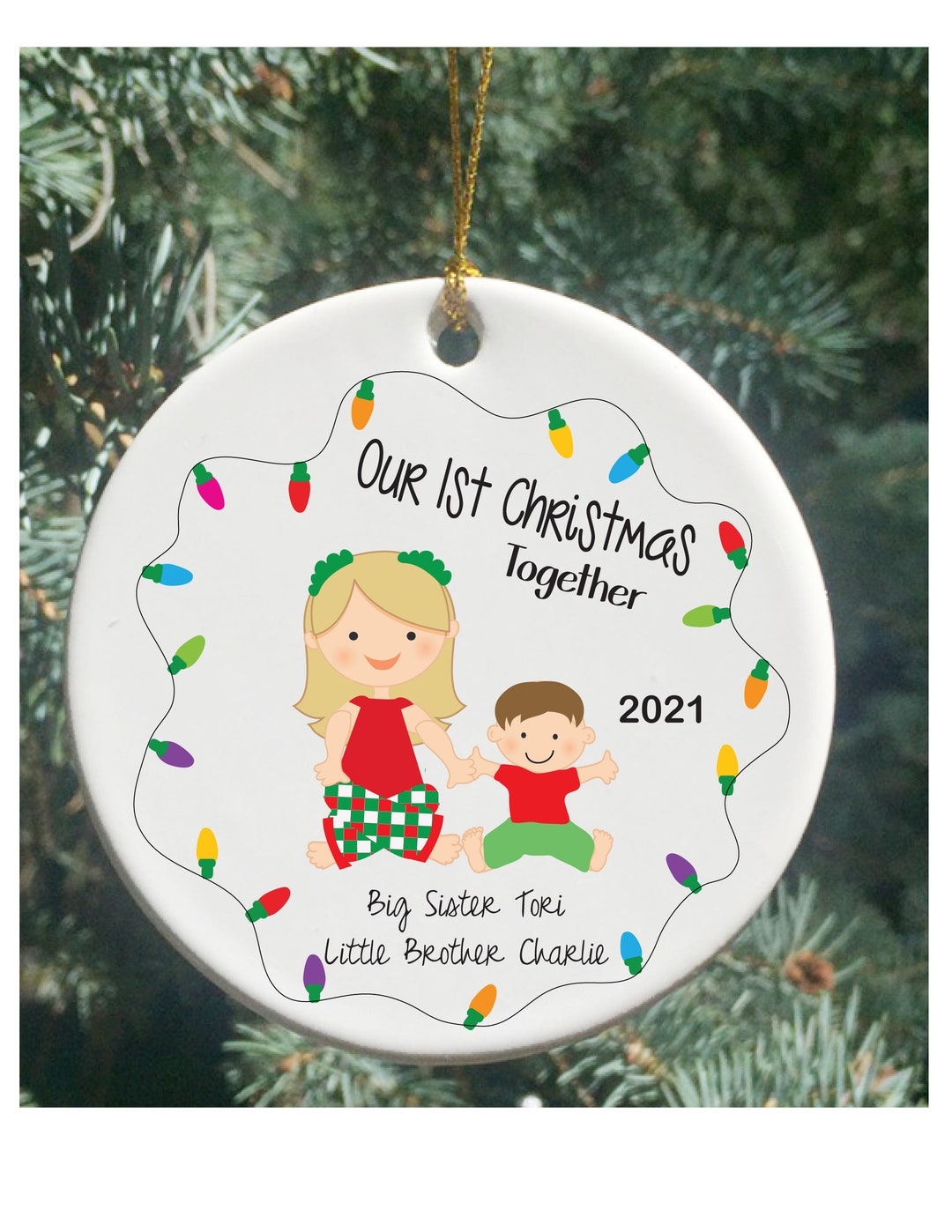 Personalized Christmas Ornament Christmas-sister and Baby Brother, Our ...