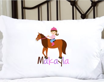 Personalized Horseback Riding Pillowcase: Equestrian Girl Gift, Horse Back Rider Pillow Case.