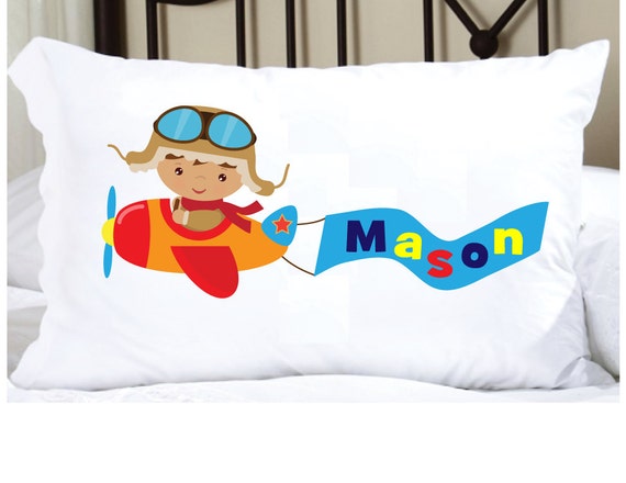 Personalized Pillowcase With Airplane Adorable Pillow Case With a Cute Plane Theme Would Make a Special Gift Etsy