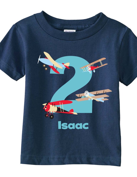 Vintage Airplane Birthday Shirt: Personalized Navy Tee