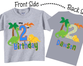 Dinosaur 2nd Birthday Shirt: Personalized Dino Party Tee