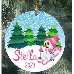 2023 Personalized Christmas Ornaments Snowman, Christmas PINK Snowmen Ornament, Children's Ornament, Kids Ornament, Girls Ornaments